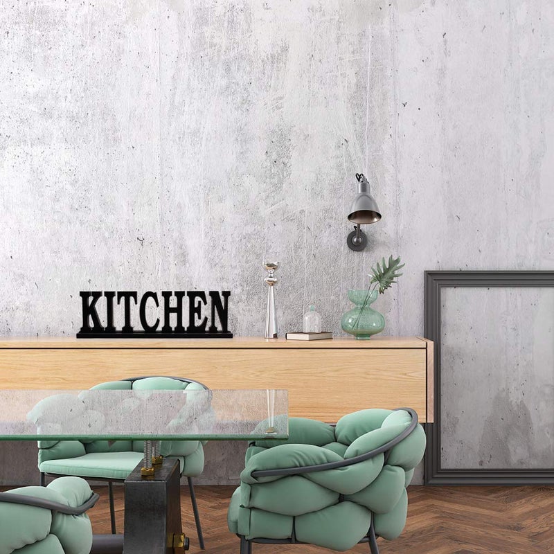 YK Decor Rustic Wood Kitchen Sign Freestanding Wood Word Kitchen Decor Sign Decorative Cutout Letter for Shelf Decor - Image 5